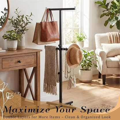 BreezeHug 44.5-46 Inch Adjustable Height Shopping Bag Rack Heavy Duty T-Shaped - Image 4