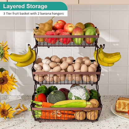 3 Tier Fruit Basket for Kitchen Counter - Image 2