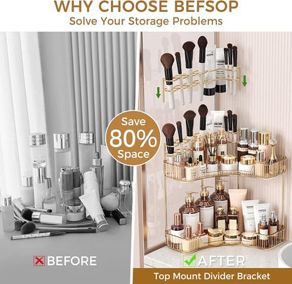 BEFSOP Corner Bathroom Counter Organizer, Upgraded 2-Tier Makeup Organizer - Image 3