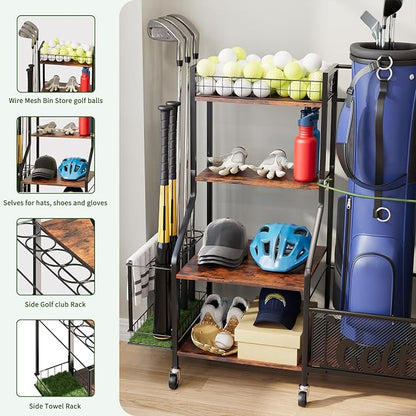 Golf Rack with Golf Bag Storage, Large Golf Bag Organizer - Image 4