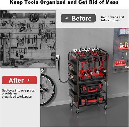 JUNNUJ Large Power Tool Organizer Cart - Image 4