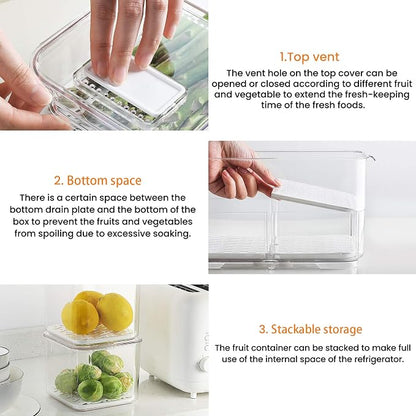 vacane Produce Saver with Folding Lids, 2 Piece Fruit Vegetable Storage - Image 7