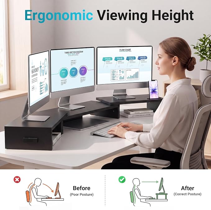 BONTEC Triple Monitor Stand Riser - Image 2