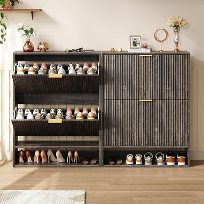 Hootata 31.5''W Black Shoe Storage Cabinet - Image 5