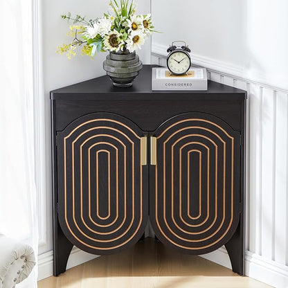 Small Corner Storage Cabinet, Mid Century Modern Floor Corner Cabinet by JanmerHome
