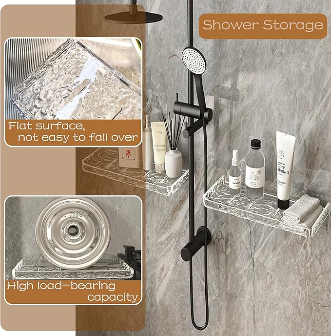 2 Piece Shower Organizer, Wall Floating Shelf - Image 5