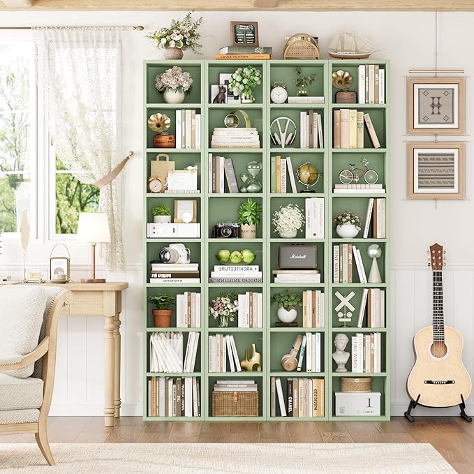FOTOSOK Bookshelf Bookcase 8-Tier Narrow Bookshelf Tall CD Media Tower Rack | - Image 4