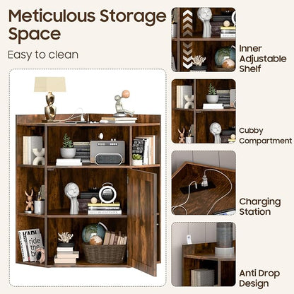 Corner Storage Cabinet, Farmhouse Corner Bookshelf - Image 6