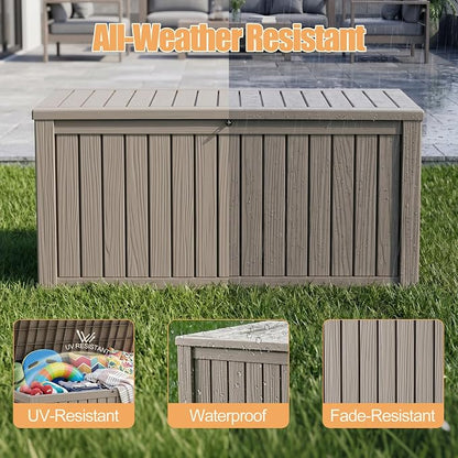 230 Gallon Outdoor Storage Box, Large Resin Deck Box, Waterproof Lockable - Image 3