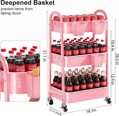 3 Tier Rolling Storage Cart Metal - Image 8