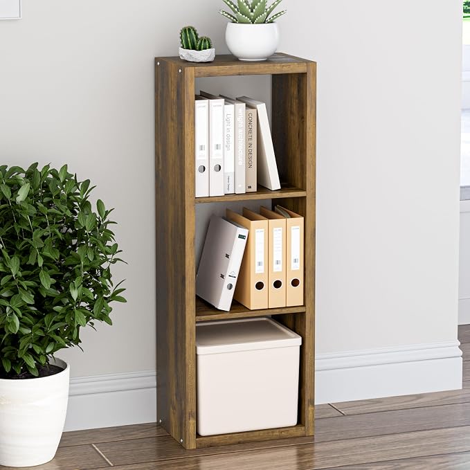 Cube Storage Organizer Bookcase, 3 Tier Decorative 11 inch Open Back Cubical - Image 2