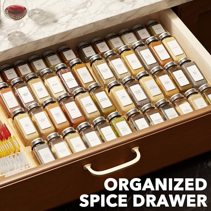 SpaceAid Bamboo Spice Drawer Organizer, Expandable 4 Tier Spices Rack - Image 7