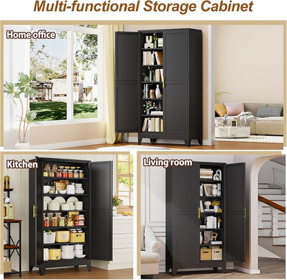 79" Black Metal Storage Cabinet - Image 7