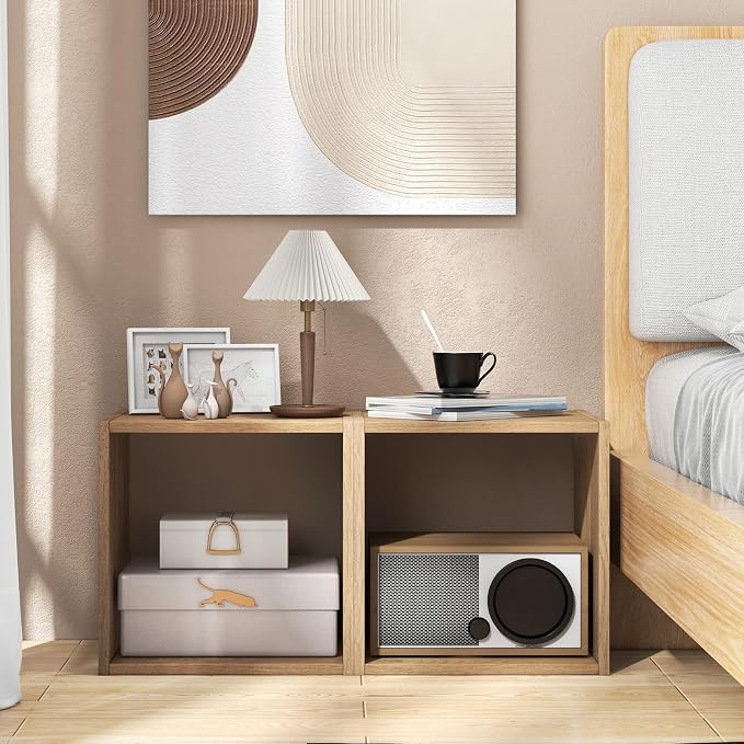 2 Stackable Cubes Bookcase, Wooden Cubby Storage Organizer - Image 7