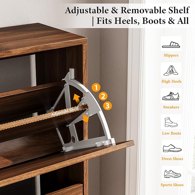 Nicetree Mid-Century Modern Slim Shoe Cabinet - Image 4