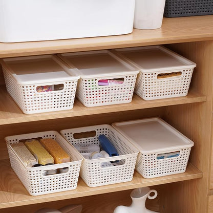 Plastic Storage Baskets With Lid, Storage Bins - Image 6
