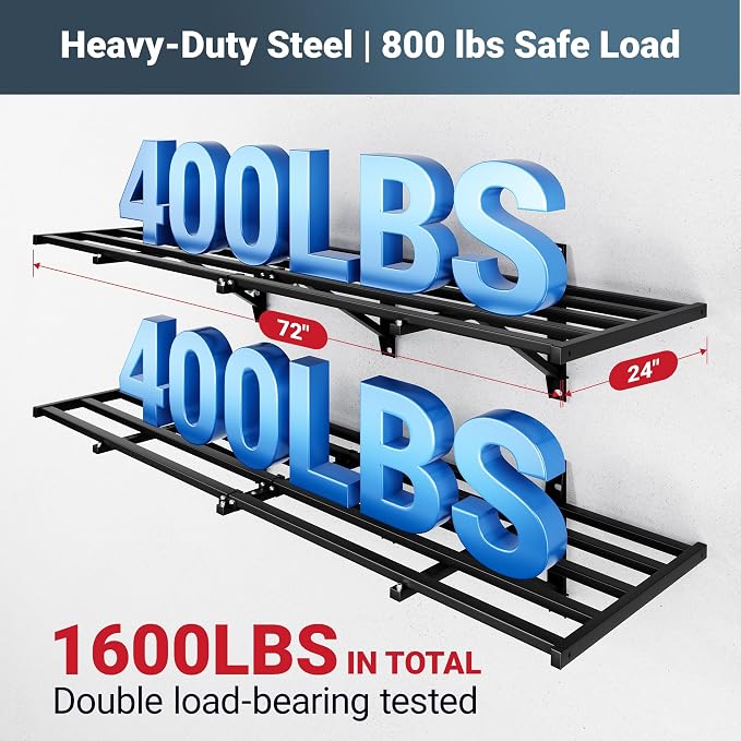 FLEXIMOUNTS 4-Pack 2x6ft Heavy Duty Garage Wall Shelving, 800lbs Capacity - Image 2