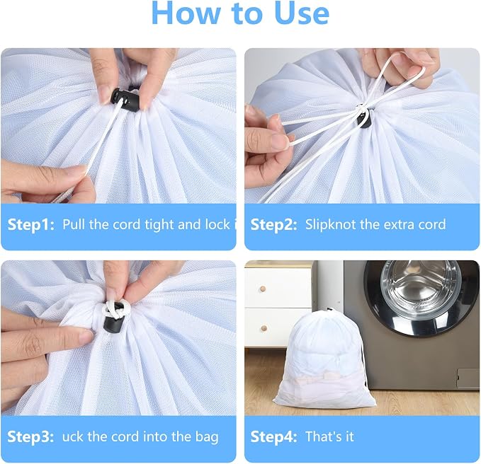 OTraki 16x20 Inch Mesh Laundry Bags 2PCS Small Drawstring Dirty Clothes Washing - Image 6