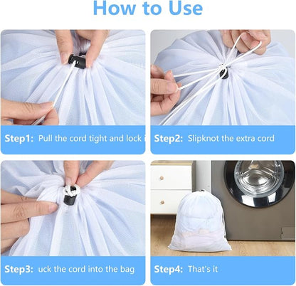 OTraki 16x20 Inch Mesh Laundry Bags 2PCS Small Drawstring Dirty Clothes Washing - Image 6