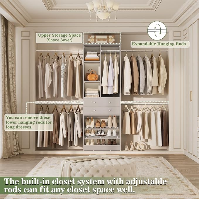 Besiost Closet System, 4.2–8.8 FT Closet Organizer - Image 3