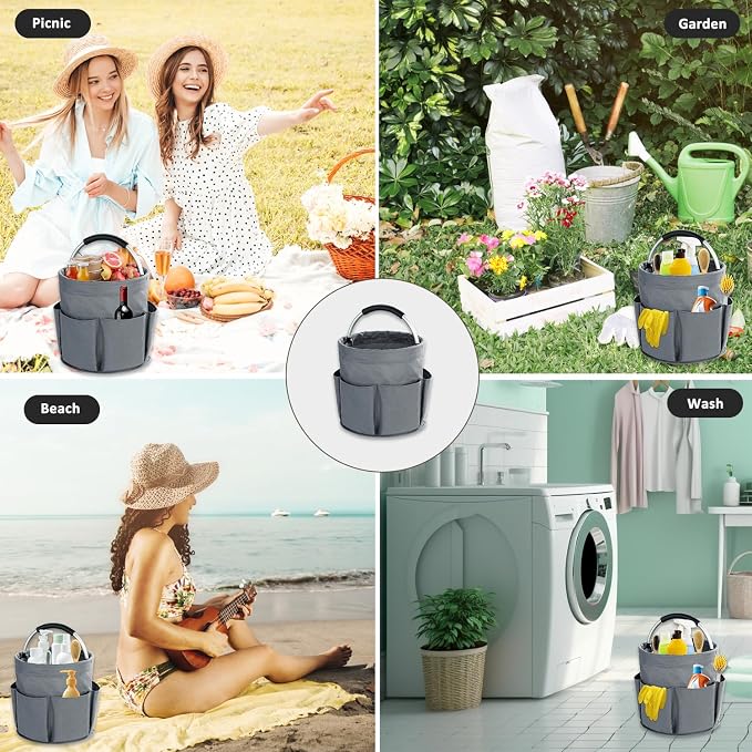 17L Cleaning Caddy with Handle, Cleaning Supplies Organizer, Foldable Storage - Image 7