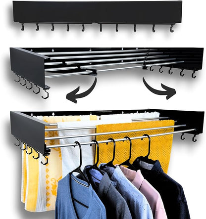 Wall Mounted Laundry Drying Rack, Retractable & Foldable, 31.5" Wide, 13.2 by Zetez