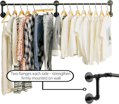Wall Clothes Rack, Industrial Pipe Clothing Rack - Image 7