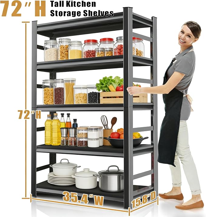 Kitchen Storage Shelves with 2000 LBS Load Capacity, Waterproof and Rustproof - Image 3