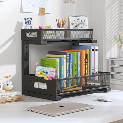 1 Pack-11.4"-16.14"H Under Sink Storage Organizer, Large 2-Tier Elegant Mesh - Image 9
