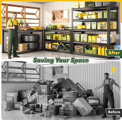 Garage Shelves, 72.1" H Garage Storage Shelves, 5 Tier Adjustable Shelving Units - Image 6