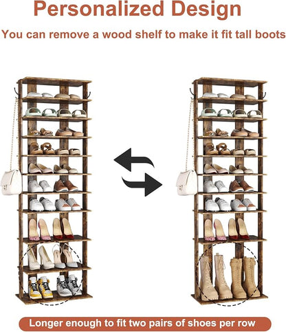 HOMEFORT 10-Tier Vertical Shoe Rack, Corner Shoe Tower, Double Rows 10 Tiers - Image 6