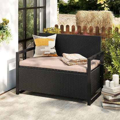 RELAX4LIFE Wicker Outdoor Bench - Image 2