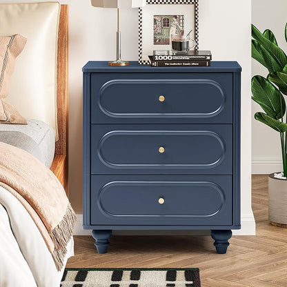 3 Drawer Fluted Dresser for Bedroom, Mid Century Modern Chest of Drawers - Image 5