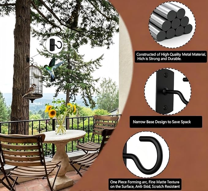 Ceiling Hooks for Hanging Plants 6Pack 2.5in Black - Image 4