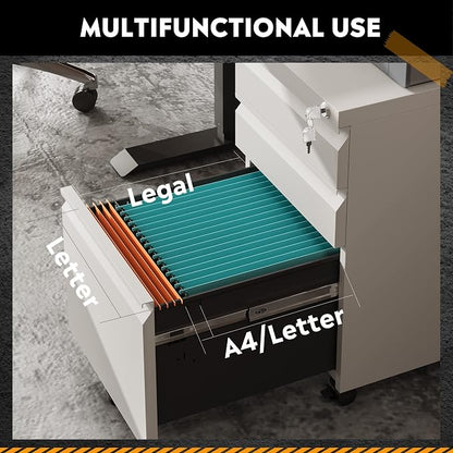 DEVAISE 3-Drawer Mobile File Cabinet, Assembled Except Casters, Fits - Image 6