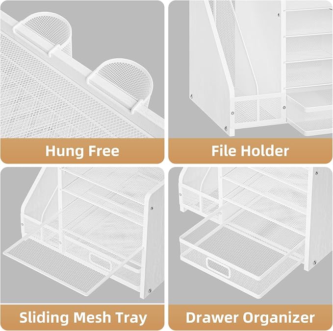 Marbrasse Desk Organizer with File Holder, 5-Tier Paper Letter Tray Organizer - Image 4