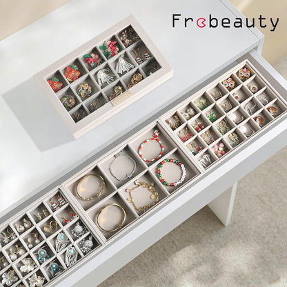 Frebeauty Stackable Jewelry Trays, Removable Glass Lid, Drawer Inserts - Image 2