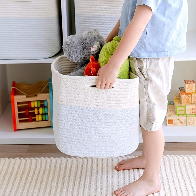 NaturalCozy 13 Inch Cube Storage Bins Cotton Rope Woven Baskets - Image 7