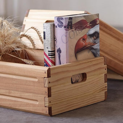 1 Pack Wooden Storage Bin of 16"x12"x6.25".Durable Open Solid Wood Box - Image 3