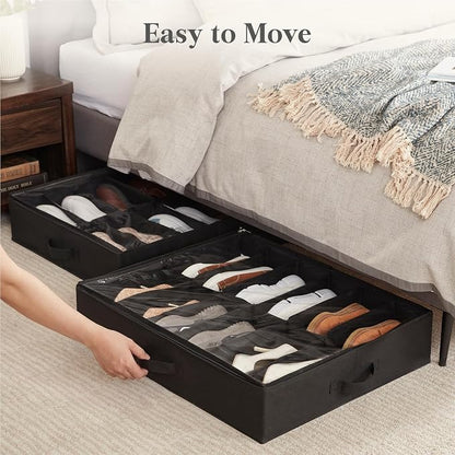 Lifewit Under Bed Shoe Storage Organizer 2 Pack, 4.3 Inches Profile Fabric - Image 7