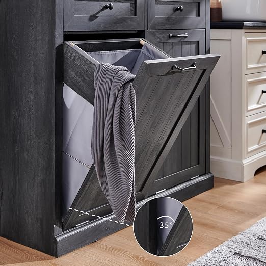Double Tilt Out Trash Cabinet, 20 Gallon Farmhouse Laundry Hamper Cabinet - Image 5
