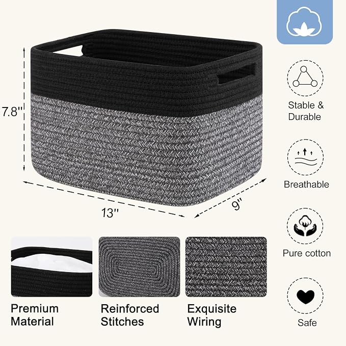 4 Pack Storage Baskets for Organizing, Woven Baskets for Shelves - Image 2