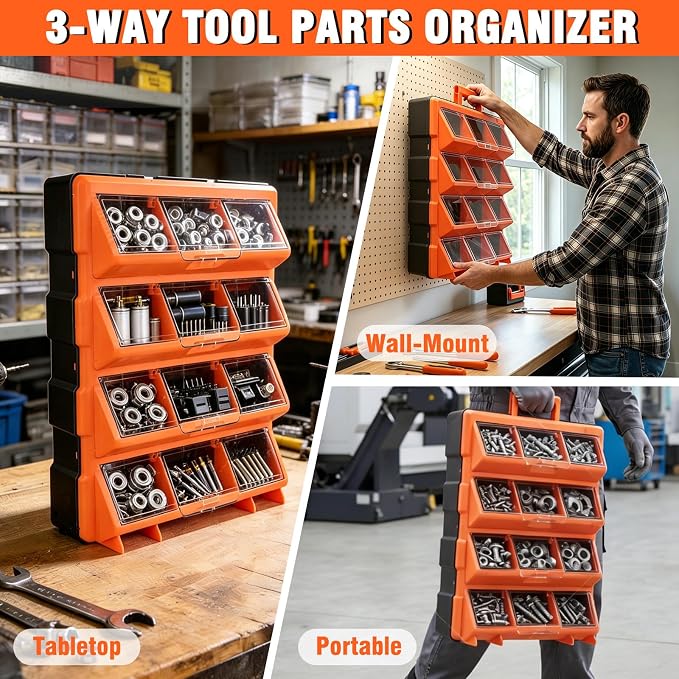 ULIBERMAGNET Tool Box Organizer, 12-Compartment Portable Small Parts Organizer - Image 4