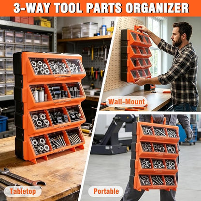 ULIBERMAGNET Tool Box Organizer, 12-Compartment Portable Small Parts Organizer - Image 4