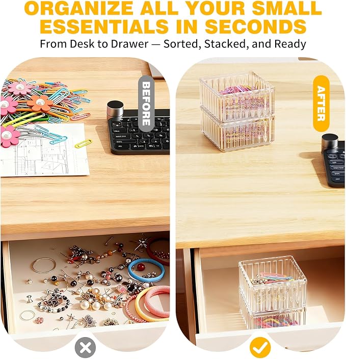 Clear Stackable Desk Organizer & Paper Clip Holder, 4 Pack - Image 2