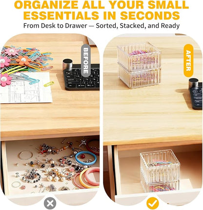 Clear Stackable Desk Organizer & Paper Clip Holder, 4 Pack - Image 2