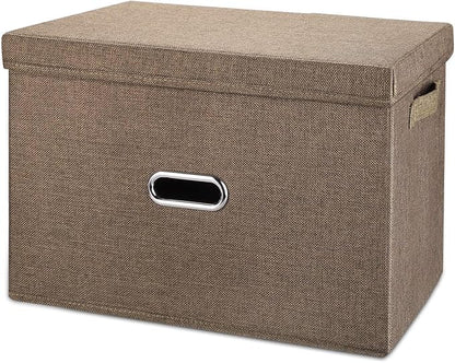 Linen Fabric Collapsible Storage Bins by Unknown