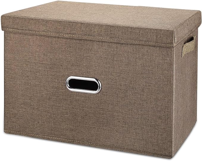 Large Linen Collapsible Storage Bins by Unknown