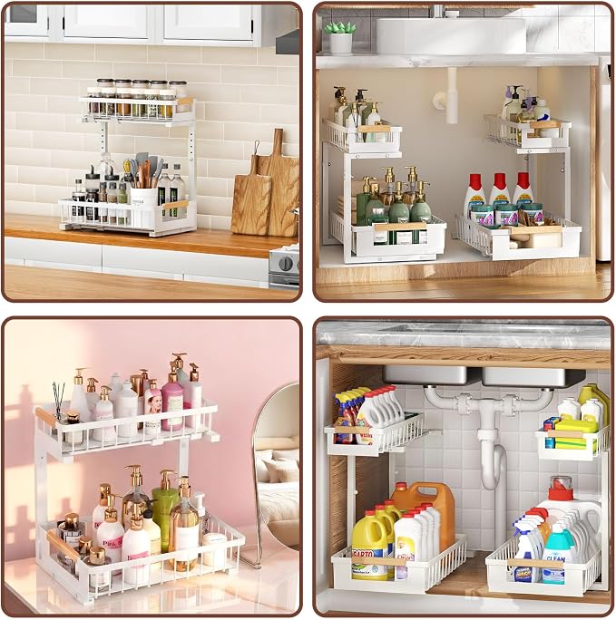 Under Sink Organizer, 2 Tier Pull Out Cabinet Organizer - Image 2