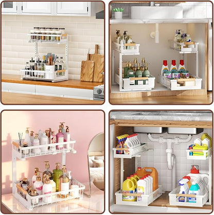 Under Sink Organizer, 2 Tier Pull Out Cabinet Organizer - Image 2